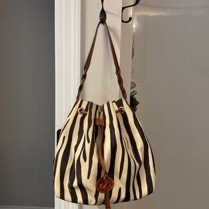 Dooney & Bourke Drawstring Zebra Bucket Bag